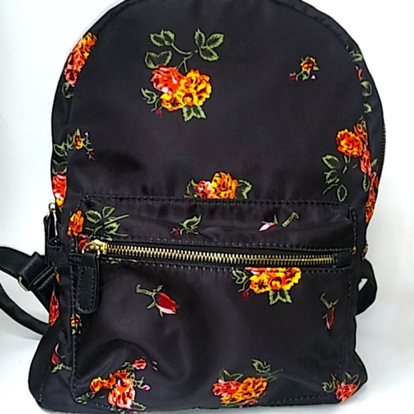LG Black Floral Design Spun Polyester Back Pack - Picture 3 of 8